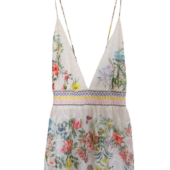 ALICE & OLIVIA Karolina Smocked Waist Tiered Maxi Dress  US12 - Picture 9 of 11